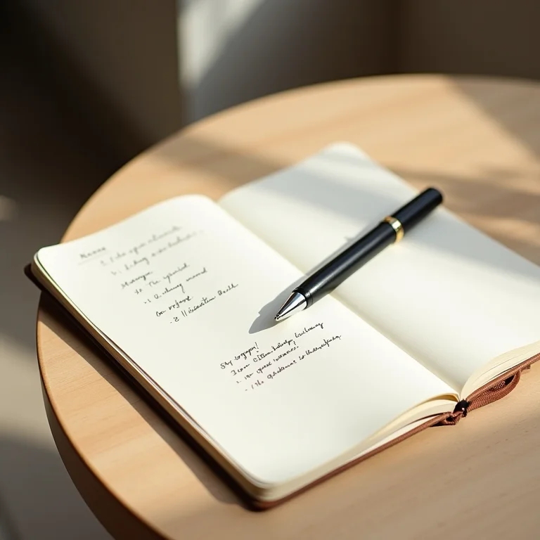 Tabela de nomes e significados em um caderno