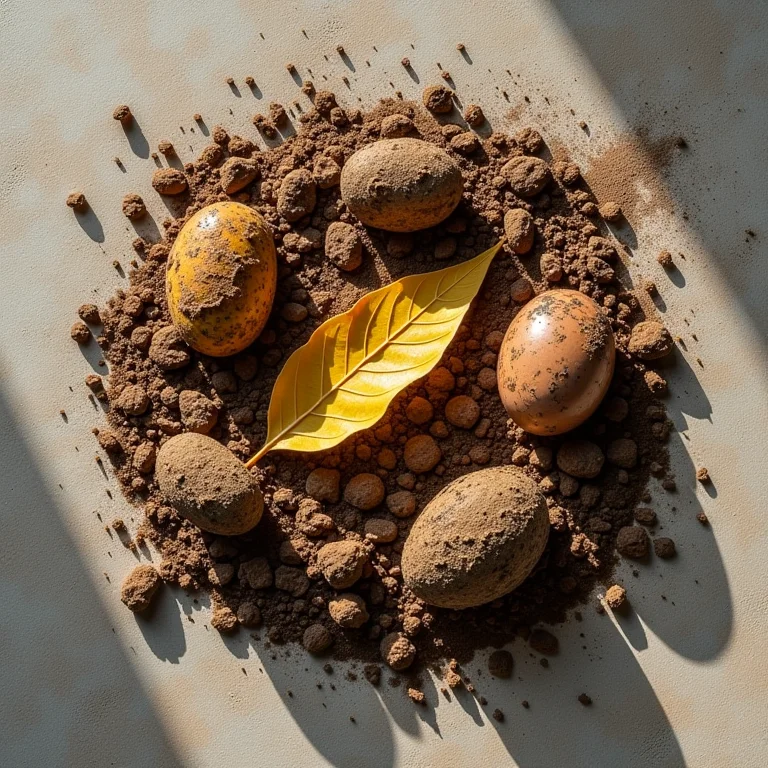 Tipos de sujeira em Pedra São Tomé: folhas, poeira e barro