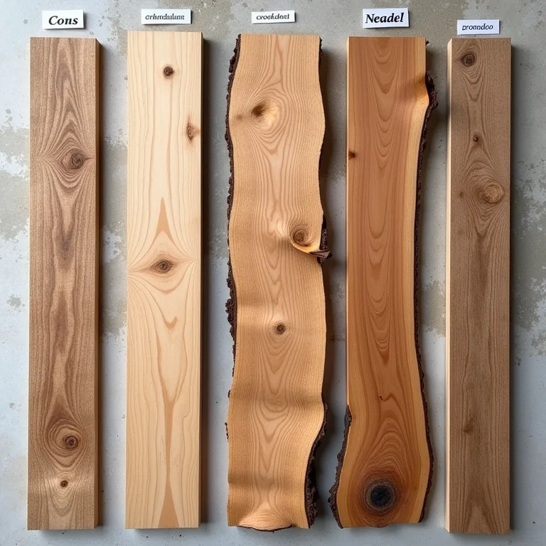 Amostras de diferentes tipos de madeira para decks, com prós e contras