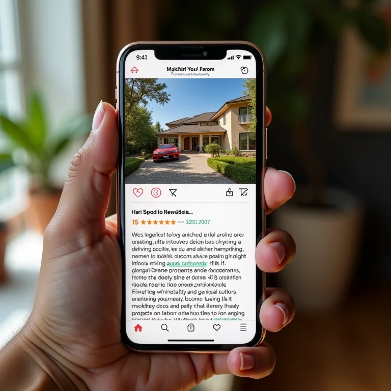 Anúncio de Airbnb atraente em um smartphone