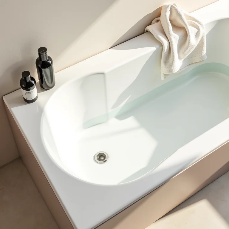 Banheira compacta otimizando espaço em banheiro pequeno