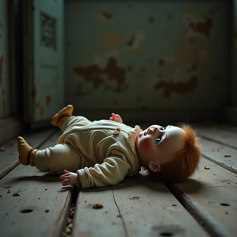 Boneca de porcelana antiga em orfanato abandonado