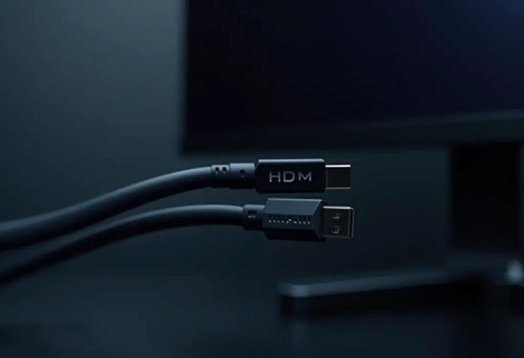 HDMI vs. DisplayPort: Qual o melhor cabo para gamers? Cabos HDMI e DisplayPort conectados a PC gamer