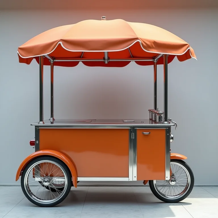 Carrinho de cachorro quente novo e brilhante.