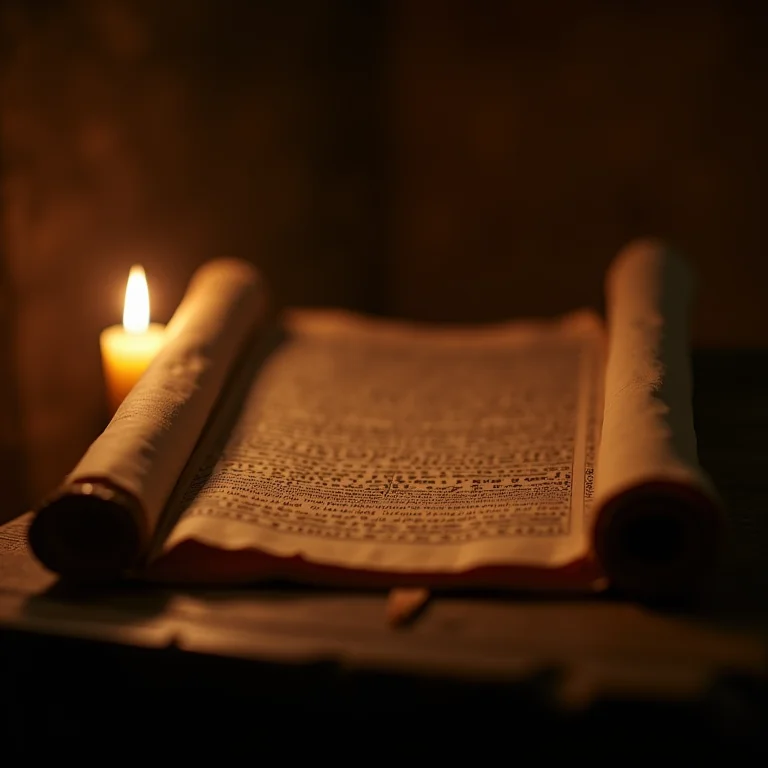 Cena do filme 'A Múmia' (1932) com pergaminho antigo iluminado por vela