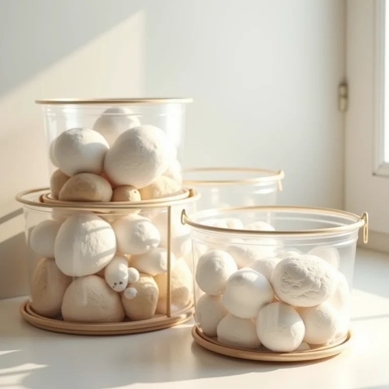 Cestos transparentes facilitando a visualização dos itens.