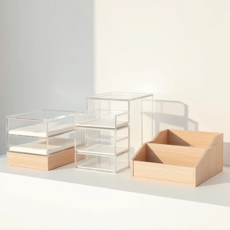 Comparativo entre acrílico, madeira e plástico para organização de maquiagem