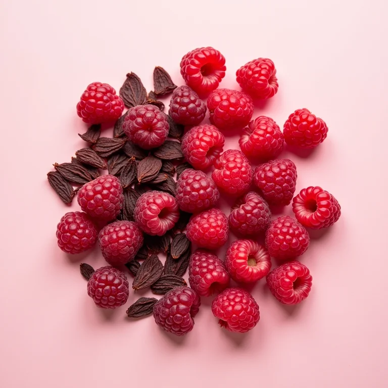 Comparativo entre framboesas frescas e framboesas secas