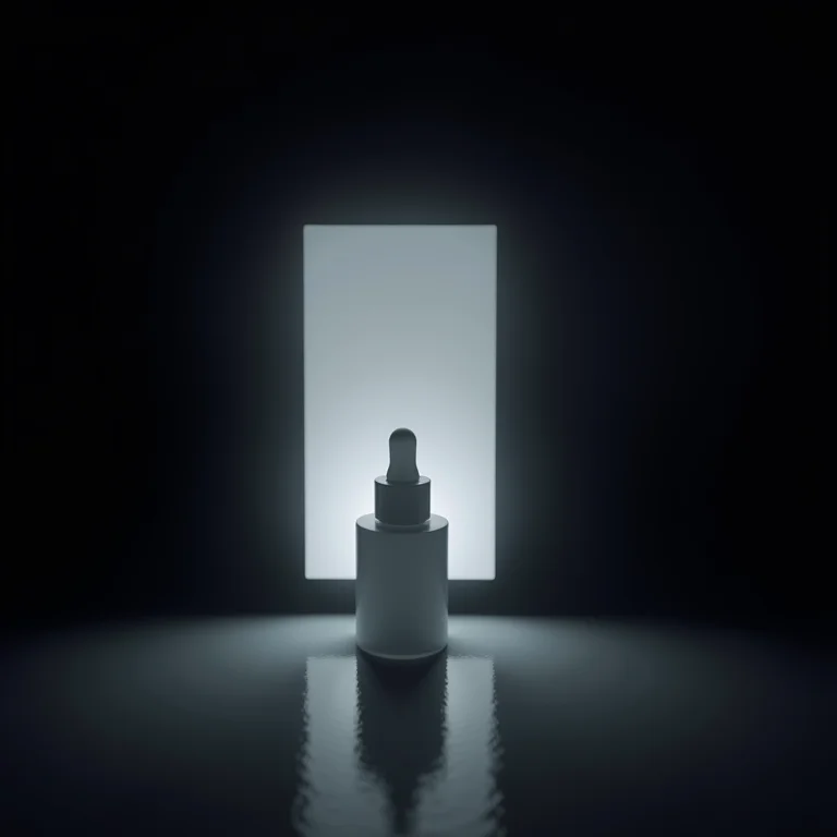 Configuração de iluminação artificial destacando um produto de skincare