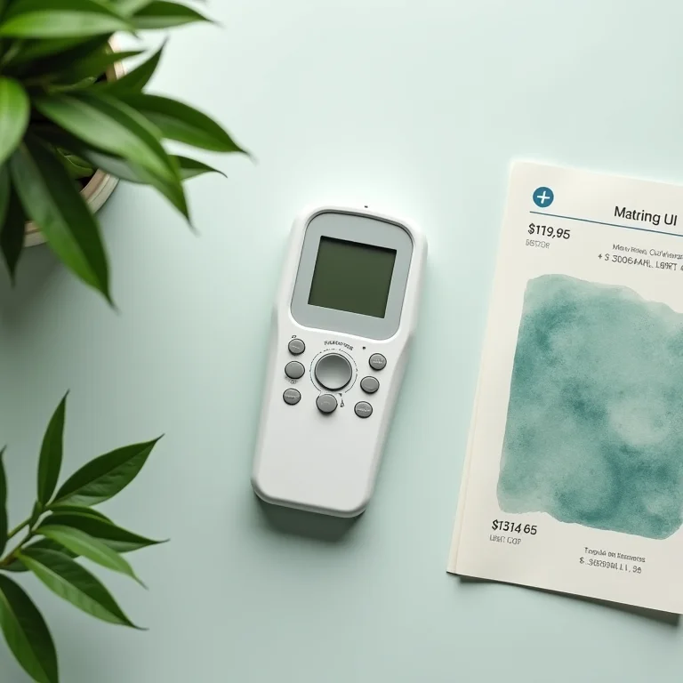 Controle remoto de ar-condicionado, conta de luz e planta, representando o consumo de energia