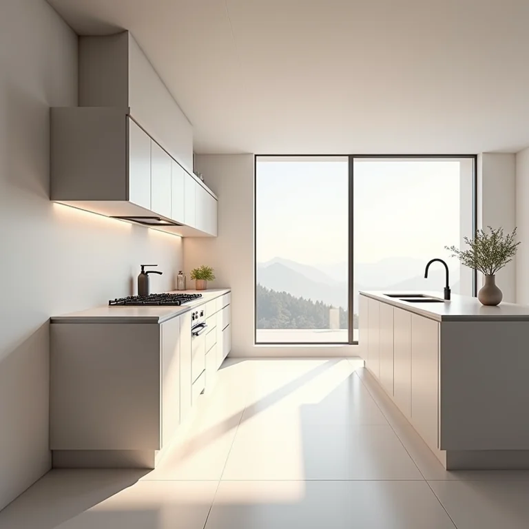 Cozinha linear com design minimalista e elegante