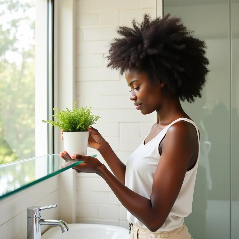 Decoração com prateleiras de vidro