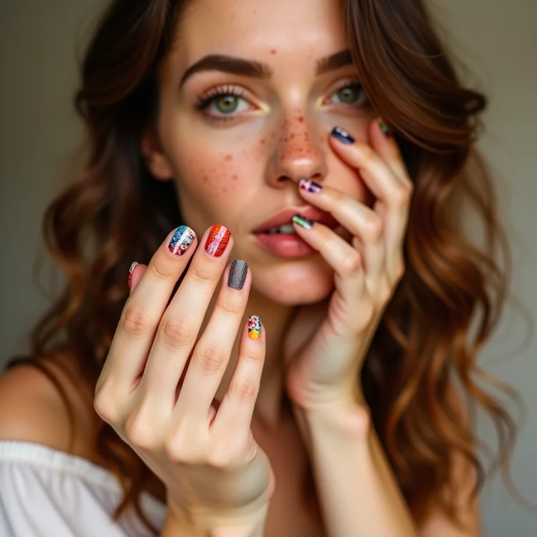 Designs populares de nail art com fita adesiva