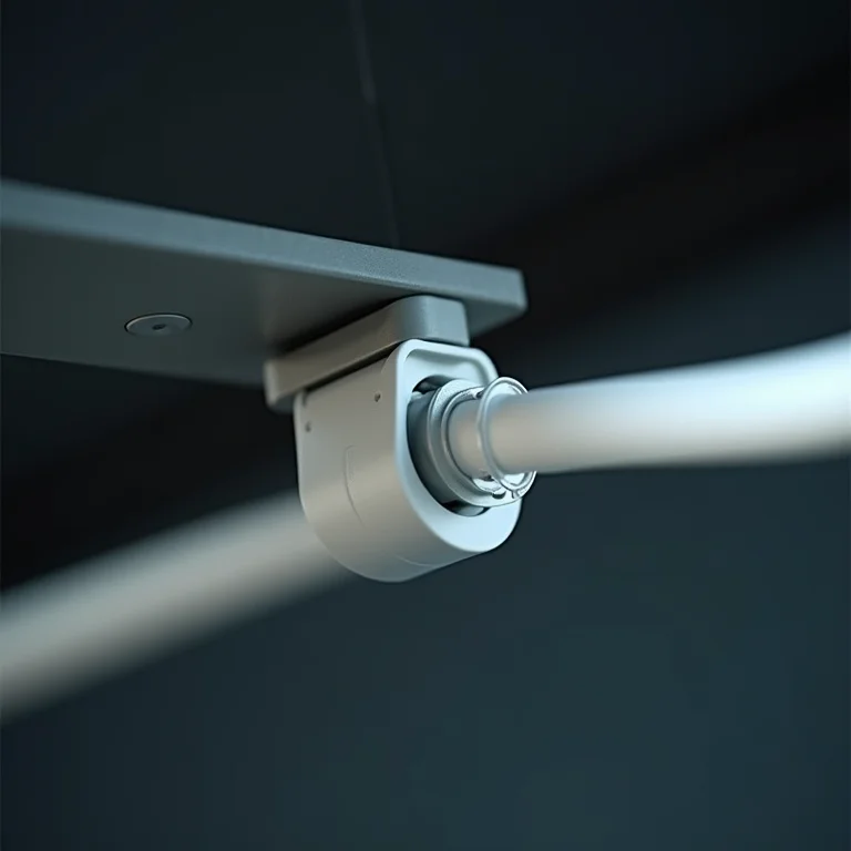 Detalhe de uma conexão elétrica segura em luminária de trilho DIY