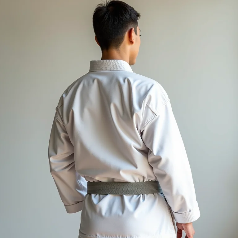 Detalhes do corte e modelagem de um quimono de karatê