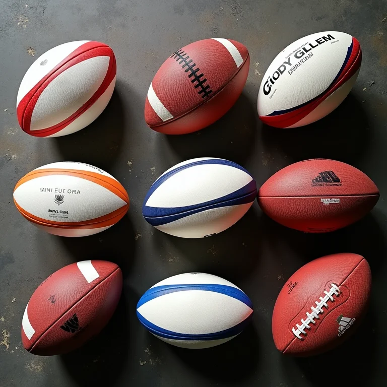 Diferentes tipos de bolas de rugby.