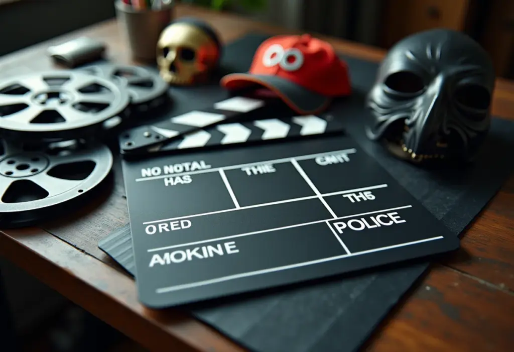 Elementos que representam comédia e filmes policiais.