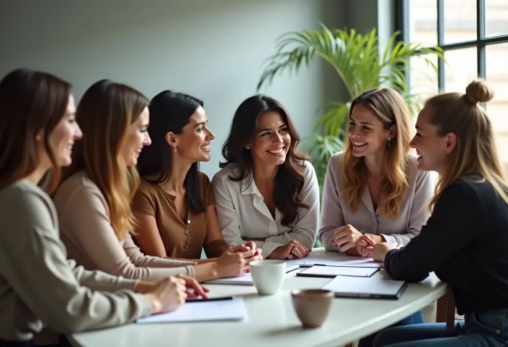 Equipe diversa colaborando em ambiente de trabalho moderno
