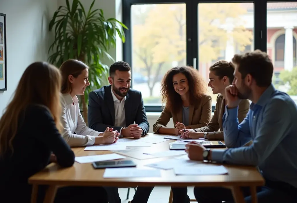 Primeiro funcionário: O guia definitivo para não errar na contratação Equipe diversa colaborando em um escritório moderno