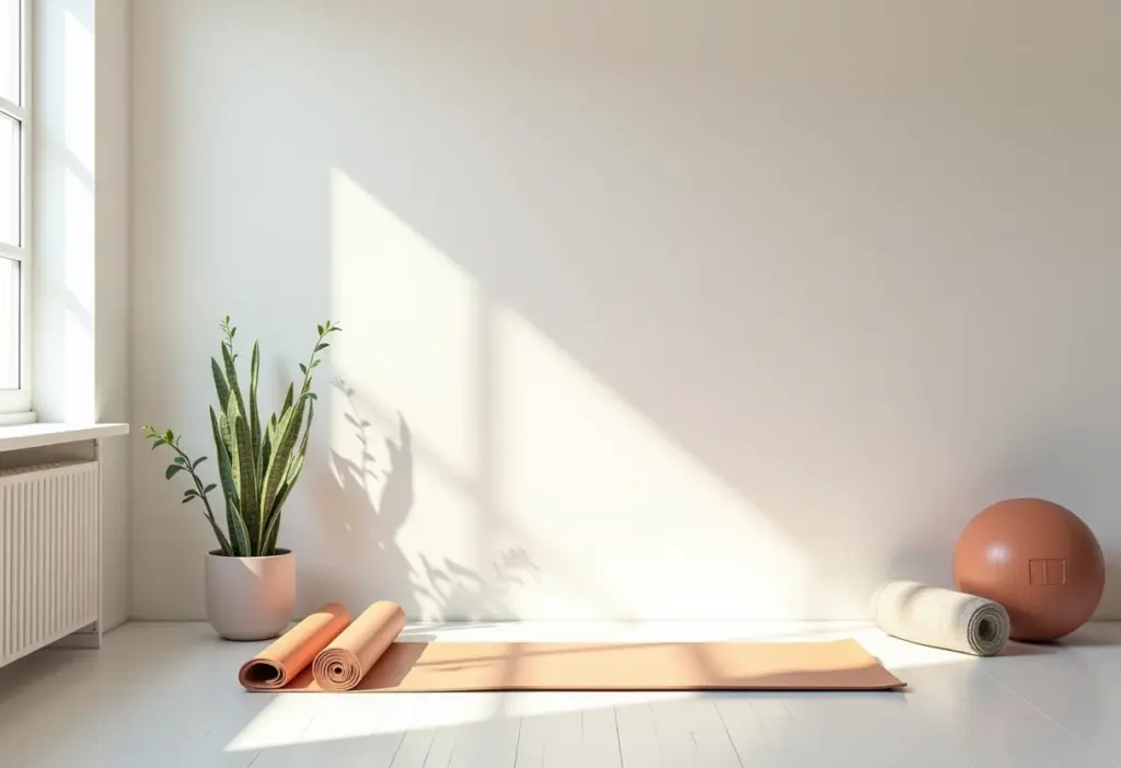 Espaço de ginástica em casa, organizado e convidativo