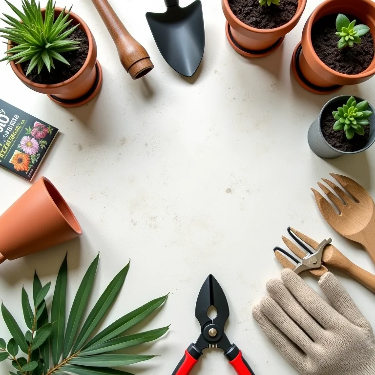 Ferramentas e acessórios de jardinagem para varandas ensolaradas.