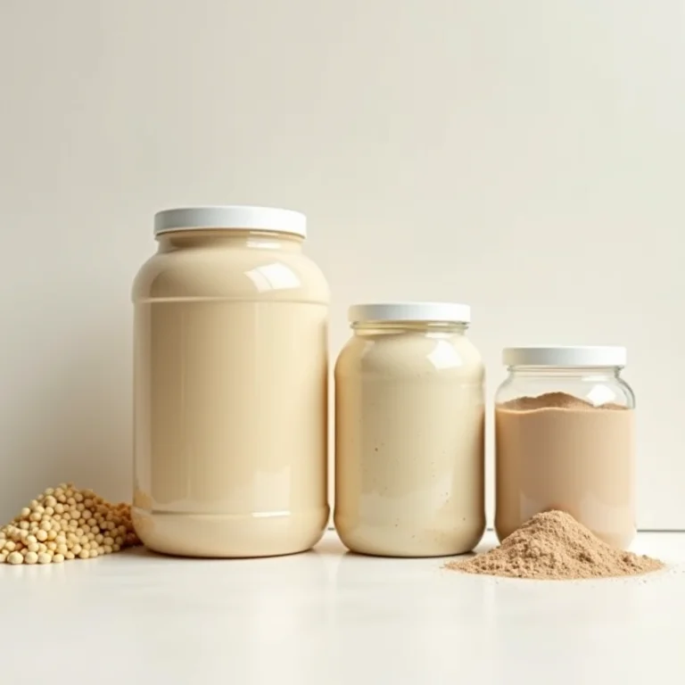 Fontes acessíveis de proteína em pó para o café da manhã.