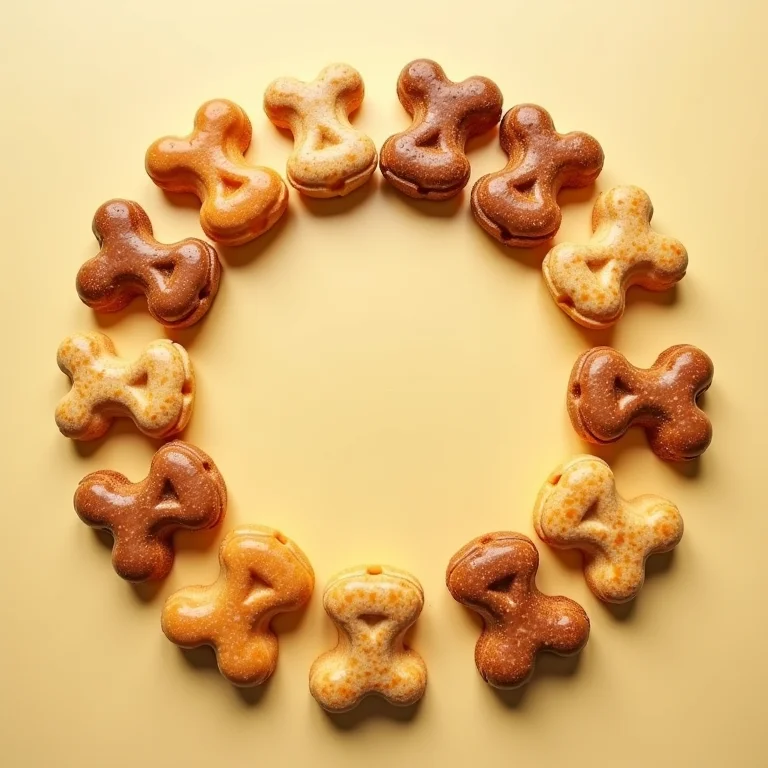 Foto still life de petiscos para cachorro inspirados em doces.