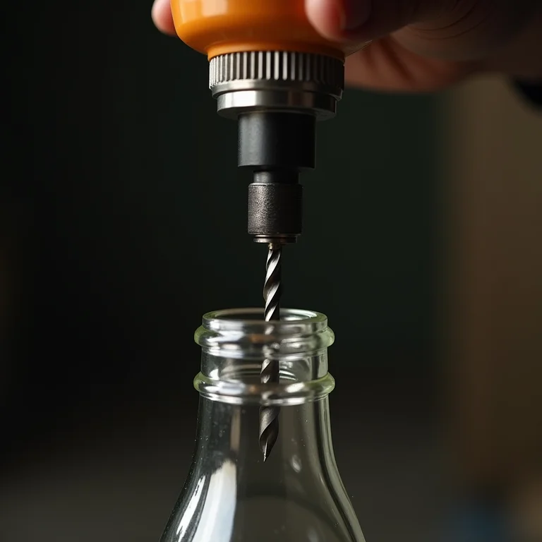 Furando vidro com segurança para luminária.