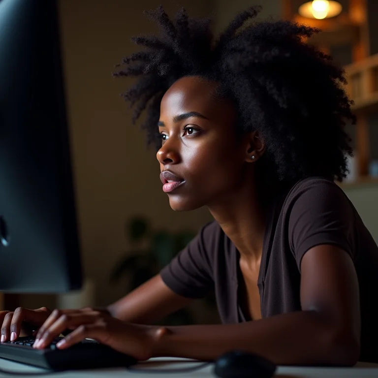 Gamer negra usando mouse com botões laterais