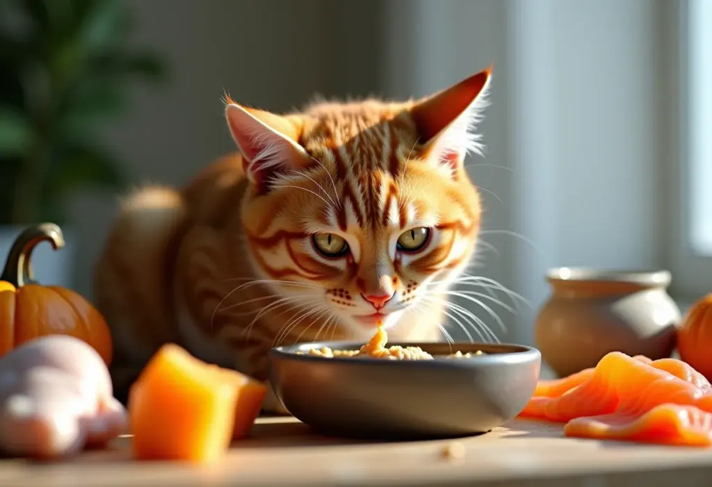 Patê para gato caseiro: receita fácil e MUITO saudável Gato saboreando patê caseiro saudável