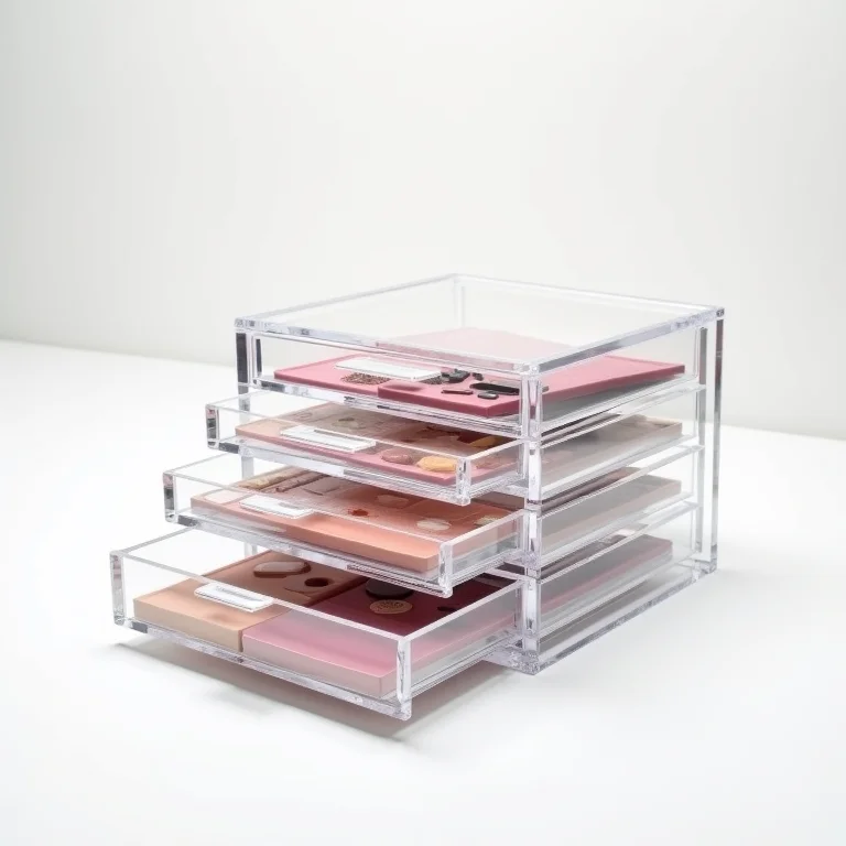 Gavetas organizadoras de maquiagem em acrílico