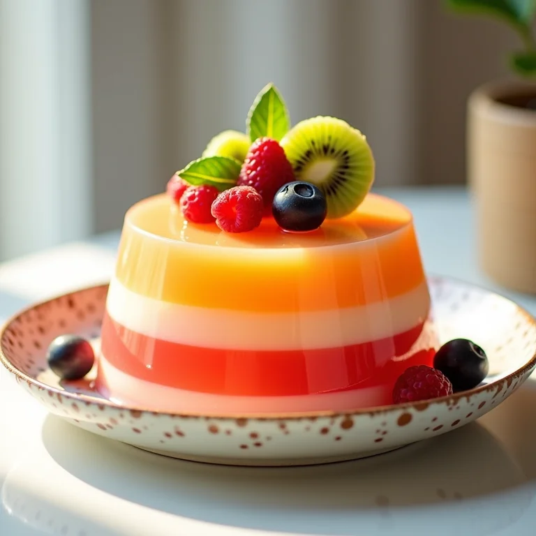 Gelatina colorida com frutas