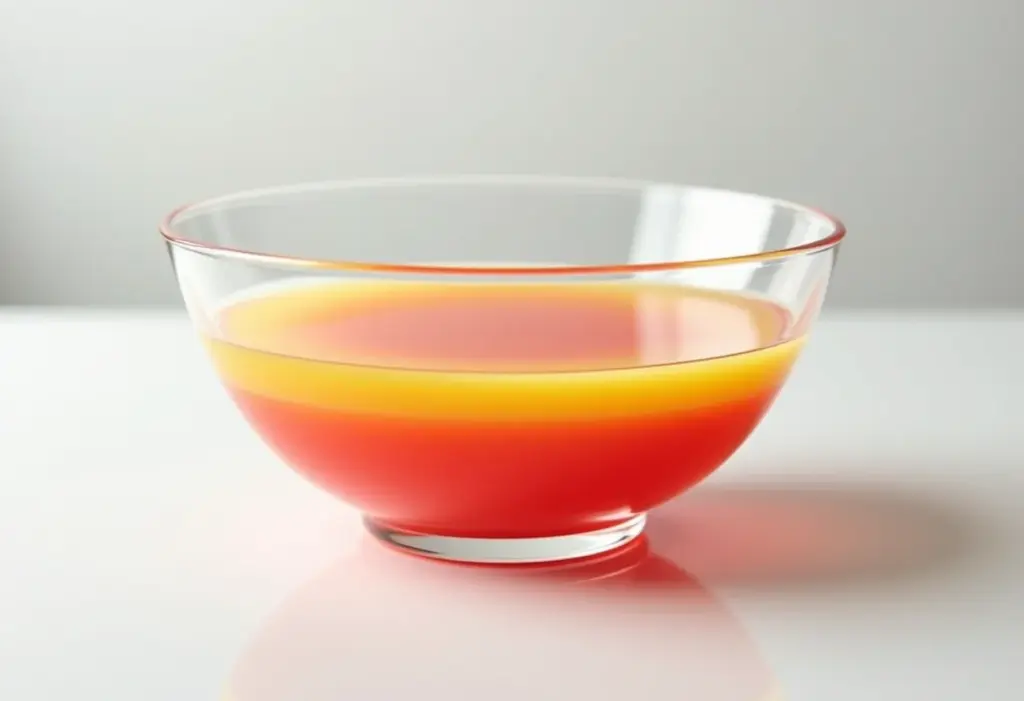 Gelatina colorida em camadas, pronta para servir