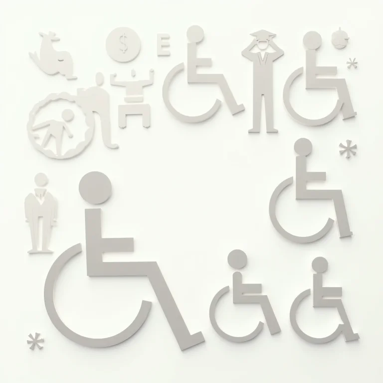 Ícones de acessibilidade dispostos de forma criativa