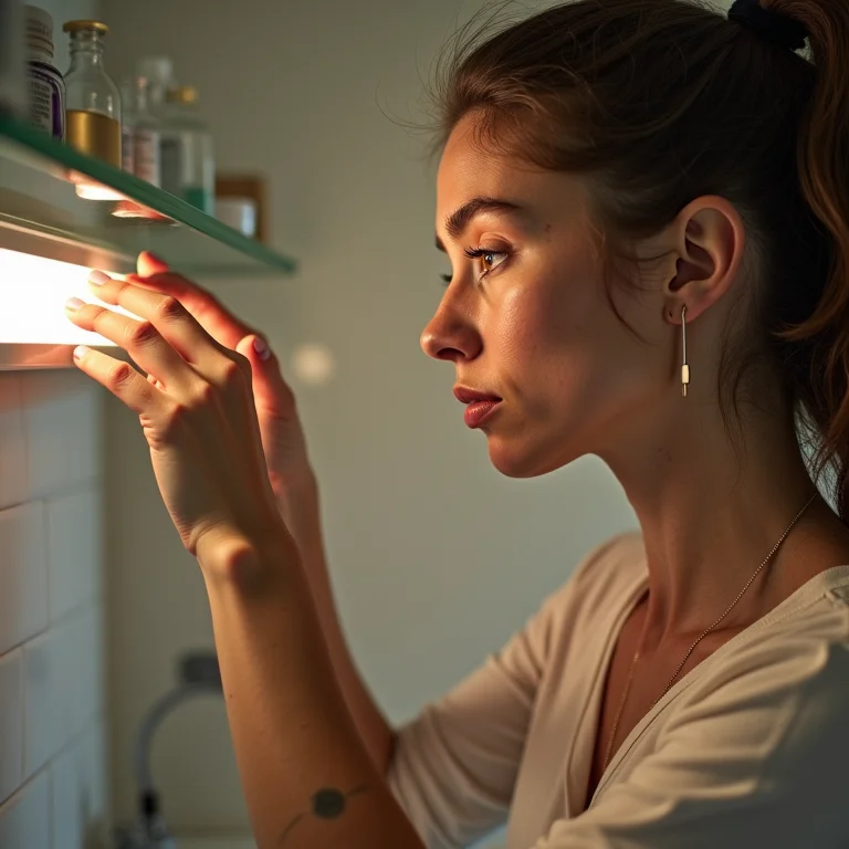 Iluminação em prateleiras de vidro