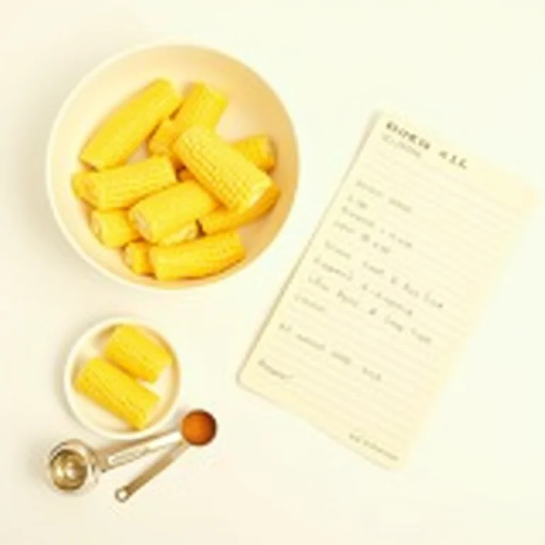 Ingredientes frescos para bolo de milho dispostos em flat lay