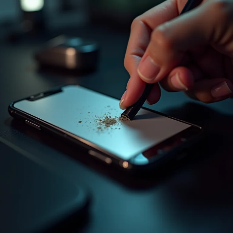 Inspeção detalhada de uma bateria de celular.