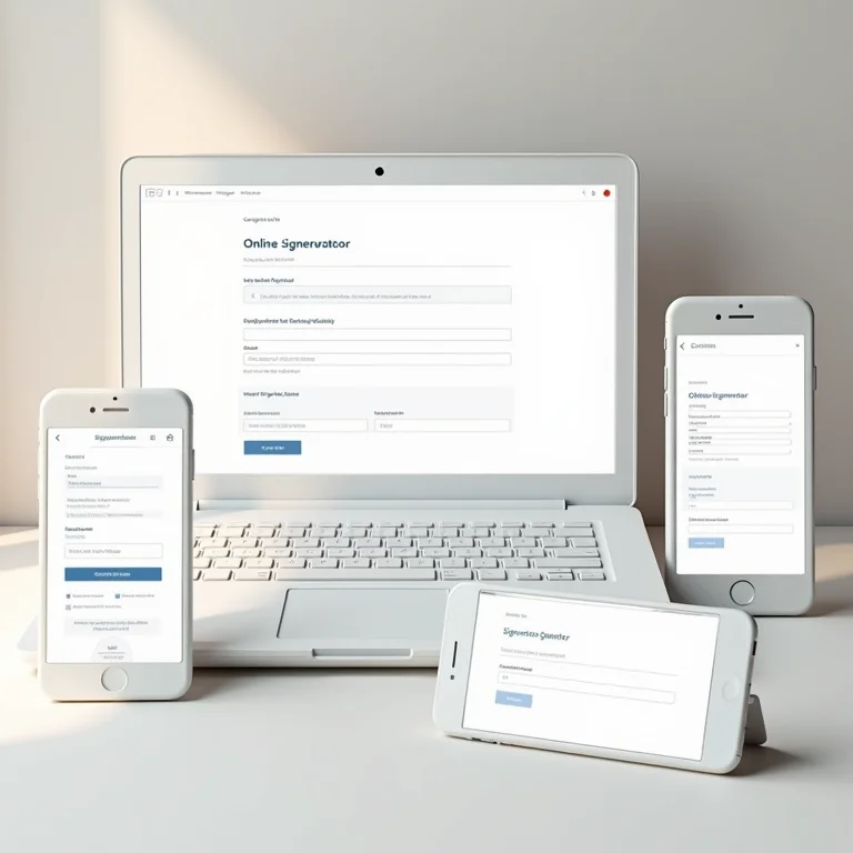 Interfaces de geradores de assinatura online em diversos dispositivos