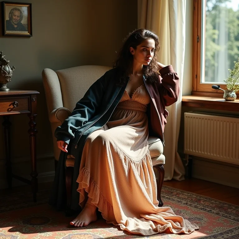 Jaqueta bomber e vestido boho chic