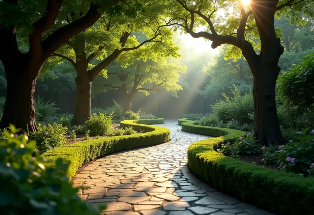 Jardim com caminho de pedras: 7 ideias que são puro charme Jardim exuberante com caminho de pedras charmoso