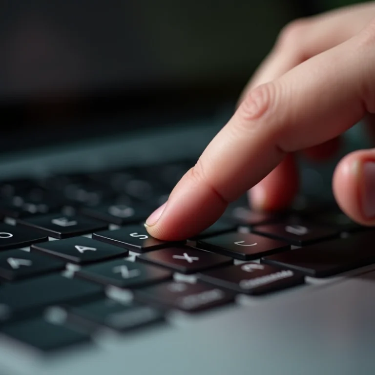 Mão pressionando teclas específicas em um teclado Mac.