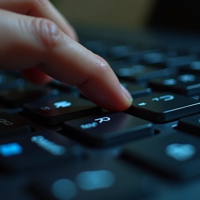 Mão pressionando teclas específicas em um teclado Windows.