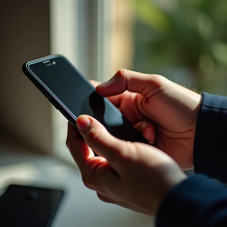 Mãos escaneando um objeto com smartphone.