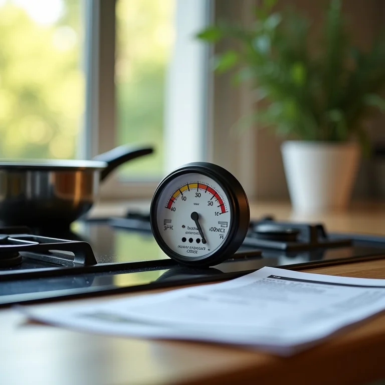 Medidor de energia, cooktop moderno e conta de luz