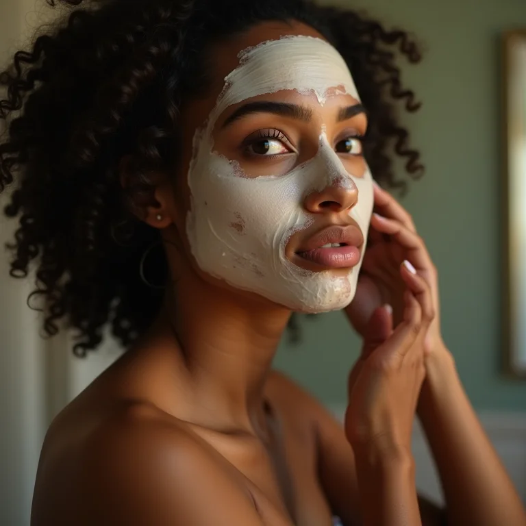 Mulher aplicando máscara de tratamento intensivo nos cabelos