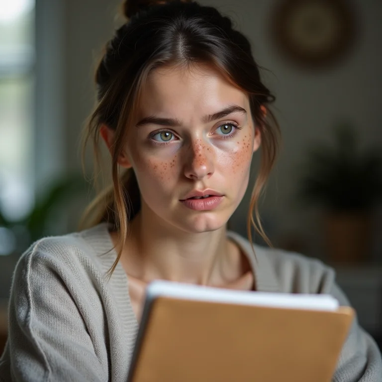 Mulher branca analisando um planejamento financeiro