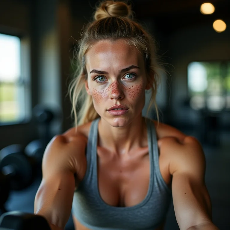 Mulher branca com sardas praticando LPO