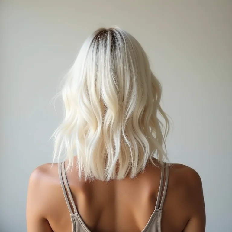 Mulher branca de cabelos platinados ondulados