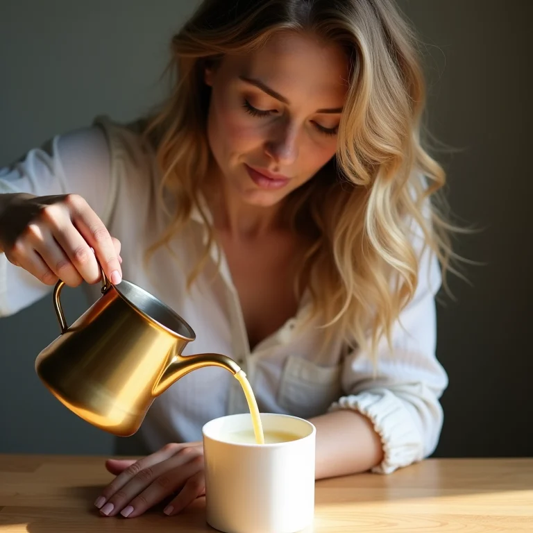 Mulher branca derretendo a cera para fazer velas aromáticas.