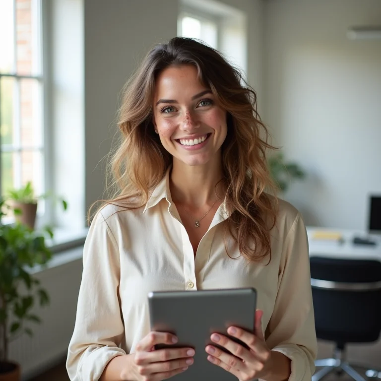 Mulher branca mostrando perfil de sucesso no Pinterest